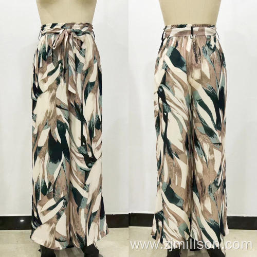 Summer Chiffon Printed Women's Wide Leg Pants